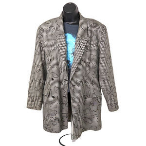 Lingdarl Plaid Artsy Vintage 80's Indigo Long Oversize Blazer Black White Italy